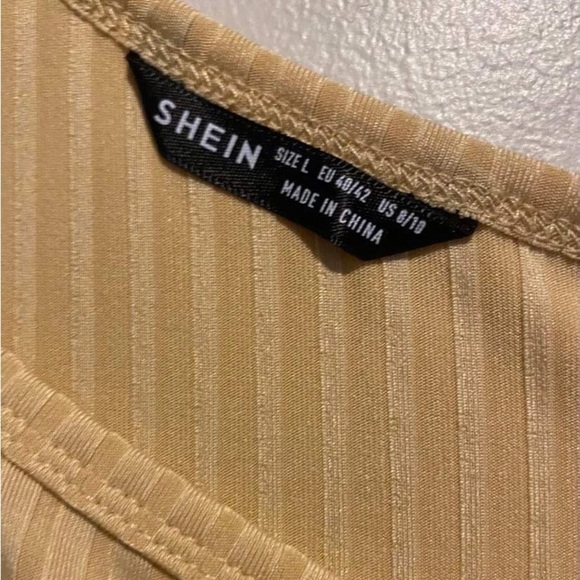 Shein Large Yellow Tan one sleeve shorts Romper - Picture 4 of 7